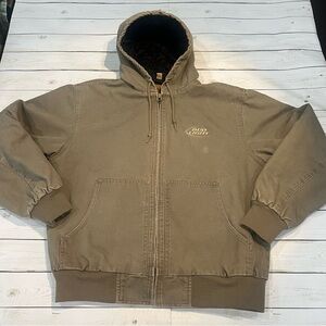 Swingster Tough & Workwear Durable Hooded Quilted Lined Chore Jacket Sz L Tan